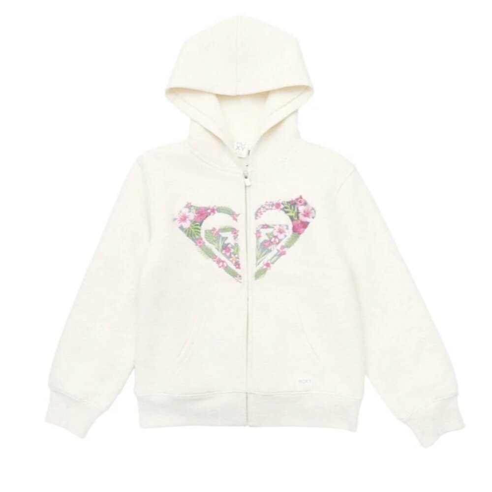 NWT Roxy Youth Beige Plush Lined Hoodie Size Large with embroidered Logo